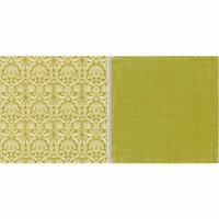 Teresa Collins - Fabrications Collection - Canvas - 12 x 12 Double Sided Paper - Green Damask