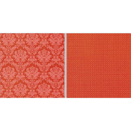 Teresa Collins - Fabrications Collection - Canvas - 12 x 12 Double Sided Paper - Red Brocade