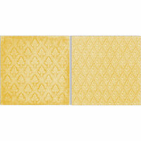 Teresa Collins - Fabrications Collection - Canvas - 12 x 12 Double Sided Paper - Yellow Brocade