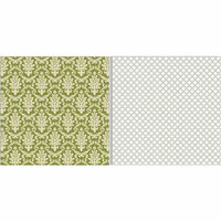 Teresa Collins - Fabrications Collection - Linen - 12 x 12 Double Sided Paper - Green Brocade