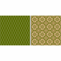 Teresa Collins - Fabrications Collection - Linen - 12 x 12 Double Sided Paper - Green Diamond