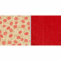 Teresa Collins - Fabrications Collection - Linen - 12 x 12 Double Sided Paper - Red Flowers