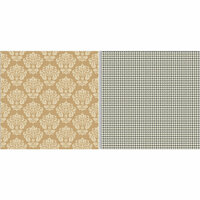 Teresa Collins - Fabrications Collection - Linen - 12 x 12 Double Sided Paper - Tan Damask