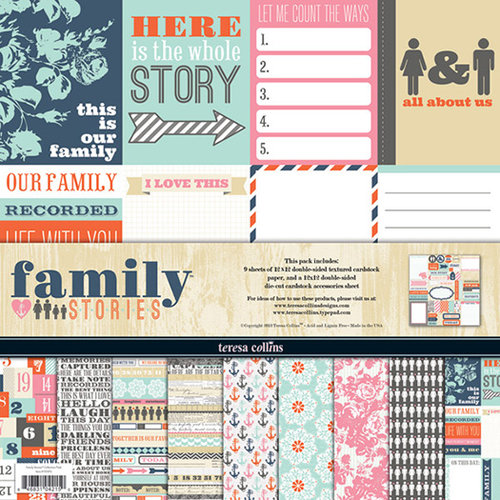 Teresa Collins - Family Stories Collection - 12 x 12 Paper and Accessories Pack