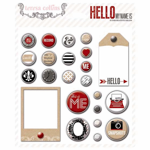 Teresa Collins Designs - Hello My Name Is Collection - Decorative Brads