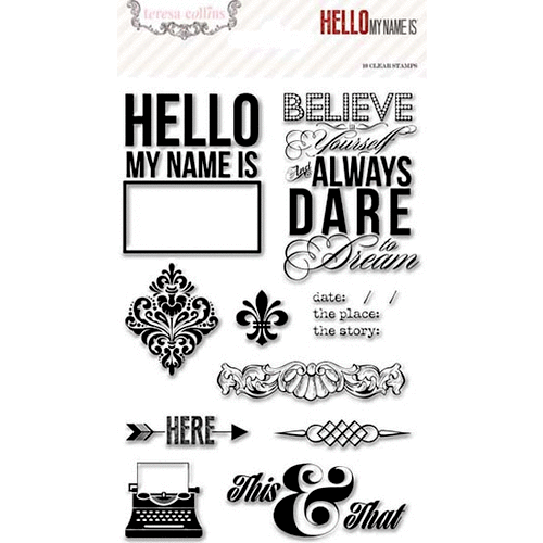 Teresa Collins Designs - Hello My Name Is Collection - Clear Acrylic Stamps