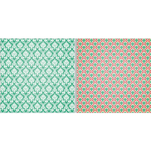 Teresa Collins - Spring Fling Collection - 12 x 12 Double Sided Paper - Green Brocade