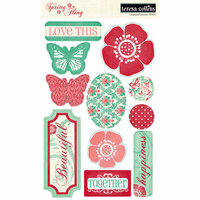 Teresa Collins - Spring Fling Collection - Die Cut Chipboard Stickers - Elements