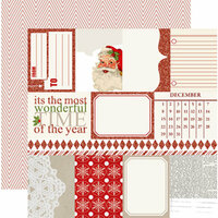 Teresa Collins - Santas List Collection - 12 x 12 Double Sided Paper with Glitter Accents - Notecards