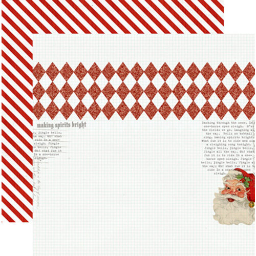 Teresa Collins - Santas List Collection - 12 x 12 Double Sided Paper with Glitter Accents - Santa