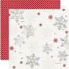Teresa Collins - Santas List Collection - 12 x 12 Double Sided Paper with Glitter Accents - Snowflakes