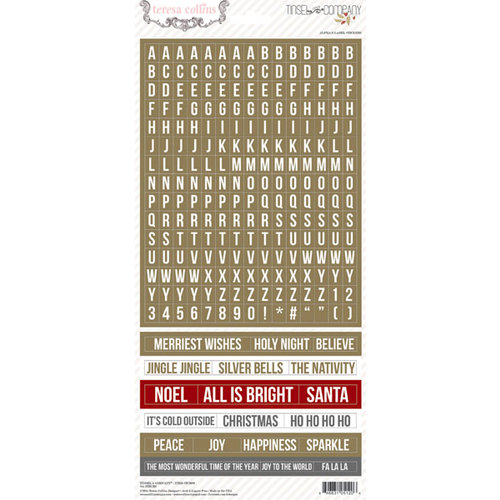 Teresa Collins - Tinsel and Company Collection - Christmas - Cardstock Stickers - Words