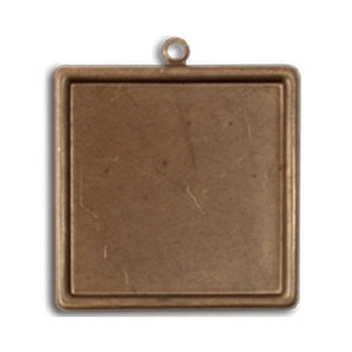 Vintaj Metal Brass Company - Metal Jewelry Charm - Classic Square Bezel