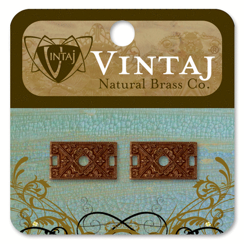 Vintaj Metal Brass Company - Metal Jewelry Hardware - Etruscan Rectangle Connector