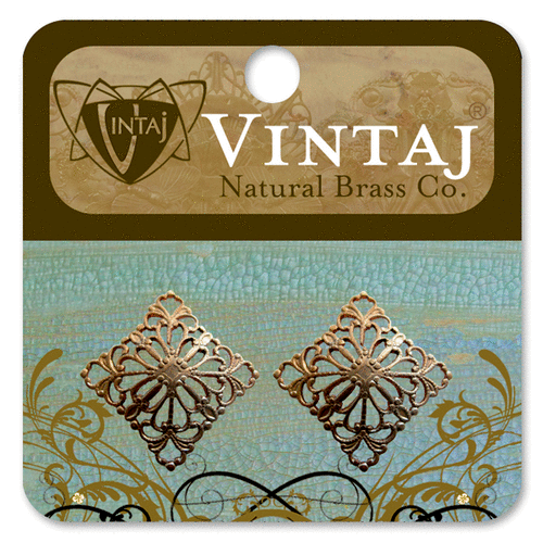 Vintaj Metal Brass Company - Metal Jewelry Hardware - Square Dapped Filigree