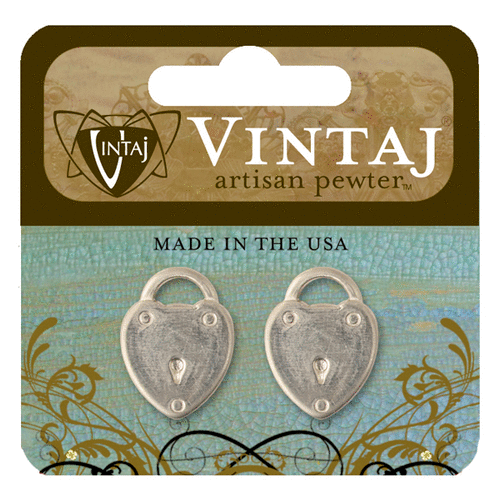 Vintaj Metal Brass Company - Artisan Pewter - Metal Jewelry Hardware - Locked Heart