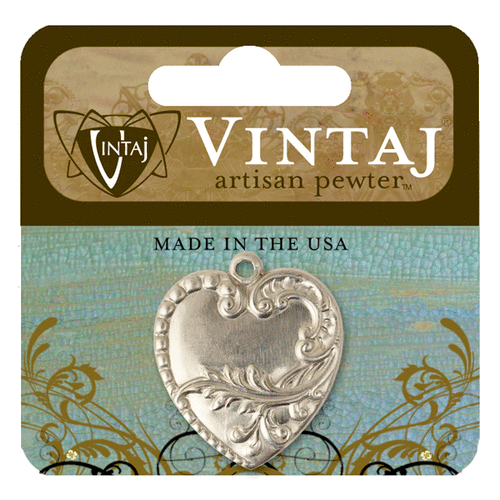 Vintaj Metal Brass Company - Artisan Pewter - Metal Jewelry Hardware - Branching Heart