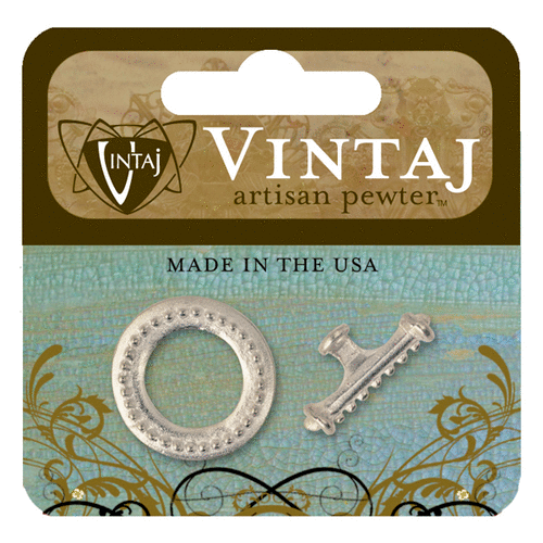 Vintaj Metal Brass Company - Artisan Pewter - Metal Jewelry Hardware - Hobnail Toggle Clasp