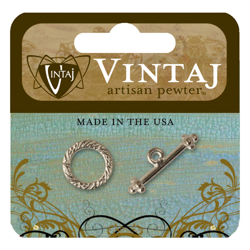 Vintaj Metal Brass Company - Artisan Pewter - Metal Jewelry Hardware - Roped Toggle Clasp