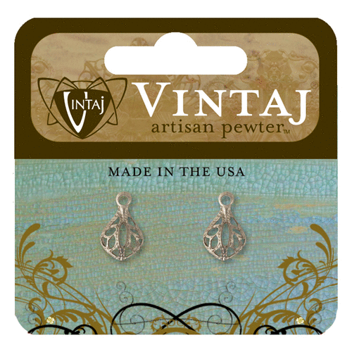 Vintaj Metal Brass Company - Artisan Pewter - Metal Jewelry Hardware - Filigree Tear Drop