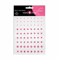 Want2Scrap - Say it With Bling - Adhesive Rhinestones - Pink