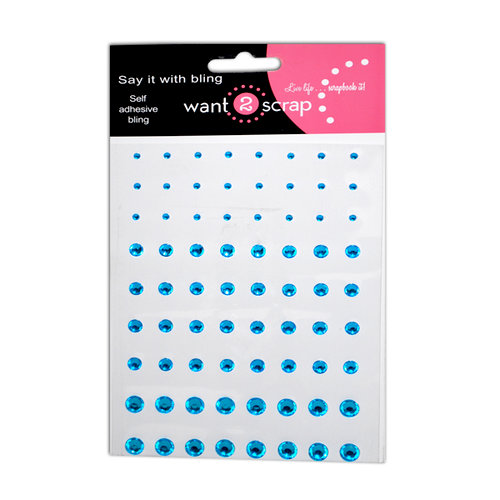 Want2Scrap - Say it With Bling - Adhesive Rhinestones - Turquoise