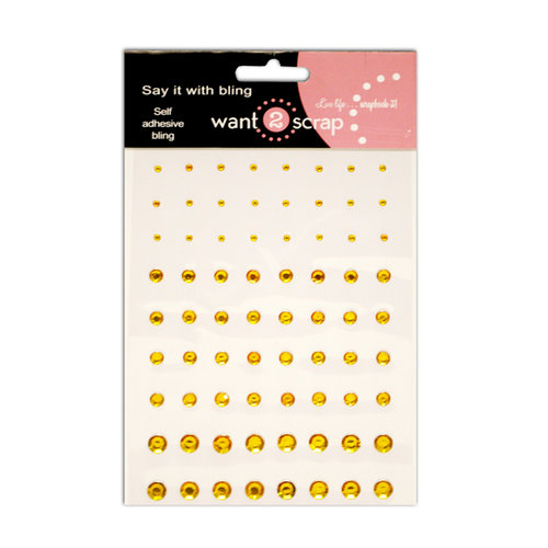 Want2Scrap - Say it With Bling - Adhesive Rhinestones - Amber