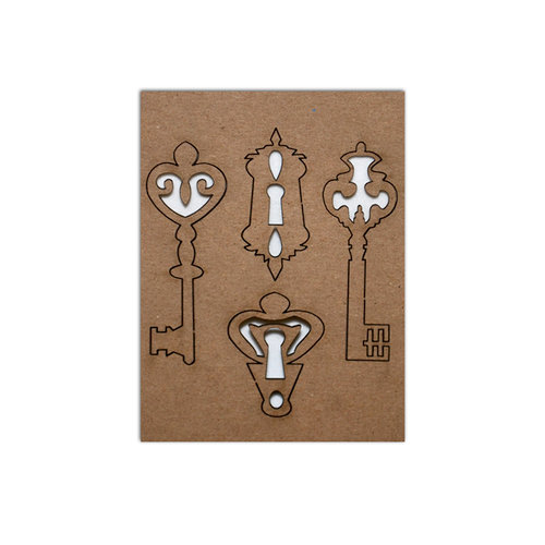 Want2Scrap - Chipboard Pieces - Victorian Keys and Keyholes