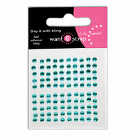 Want2Scrap - Say it With Bling - Adhesive Rhinestones - Baby Bling - Blue Green