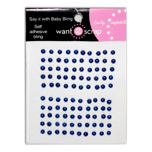 Want2Scrap - Say it With Pearls - Adhesive Pearls - Baby Bling - Blue