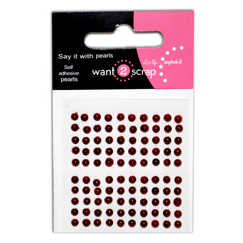 Want2Scrap - Say it With Pearls - Adhesive Pearls - Baby Bling - Red