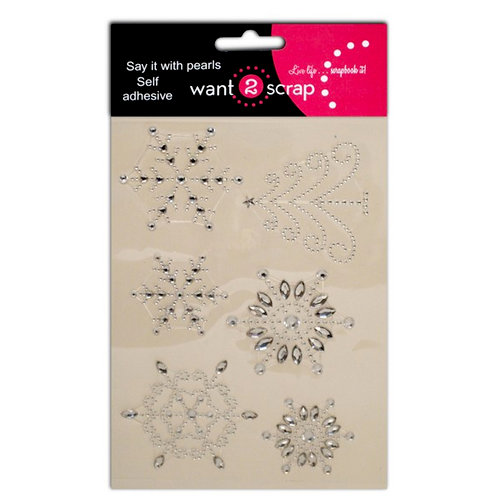 Want2Scrap - Say it With Bling - Christmas - Self Adhesive Rhinestones - Let it Snow - Silver