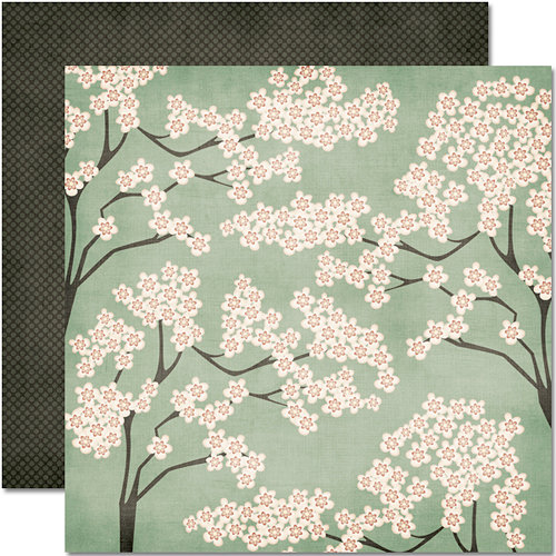 Pink Paislee - Amber Road Collection - 12 x 12 Double Sided Paper - Autumn Blossom