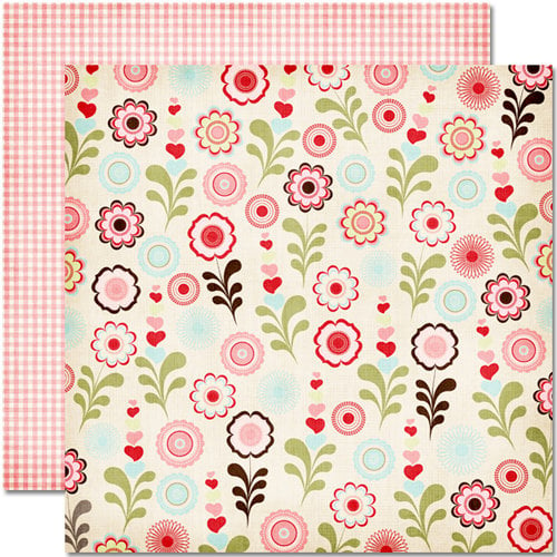Pink Paislee - Cupid Collection - 12 x 12 Double Sided Paper - Hearts Bloom, CLEARANCE