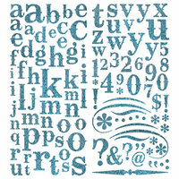 Pink Paislee - Expressions Collection - Glitter Chipboard Alphabet Stickers - Berry Blue