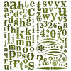 Pink Paislee - Expressions Collection - Glitter Chipboard Alphabet Stickers - Limeade
