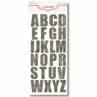 Pink Paislee - Expressions Collection - Chipboard Alphabet Stickers - Weathered Wood - Blackberry, CLEARANCE