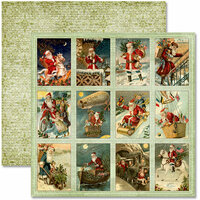 Pink Paislee - Father Christmas Collection - 12 x 12 Double Sided Paper - Trading Cards, BRAND NEW