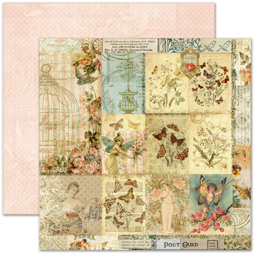 Pink Paislee - Butterfly Garden Collection - 12 x 12 Double Sided Paper - Botanical Gardens