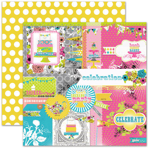Pink Paislee - House of Three - Soiree Collection - 12 x 12 Double Sided Paper - Collage