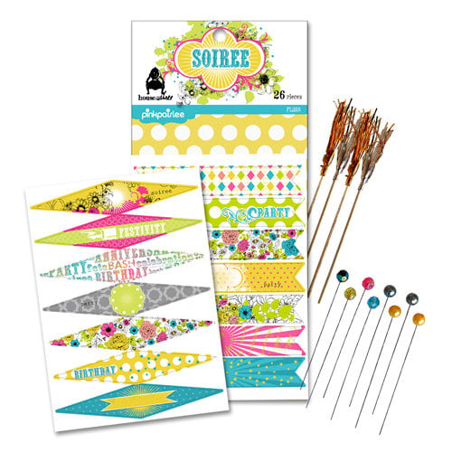Pink Paislee - House of Three - Soiree Collection - Flags and Party Sticks