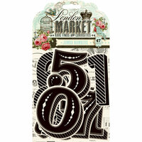 Pink Paislee - London Market Collection - Die Cut Cardstock Pieces with Varnish Accents - Jumbo Numbers
