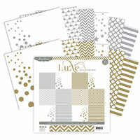 Pink Paislee - Luxe Collection - 12 x 12 Paper Pack - Silver and Gold