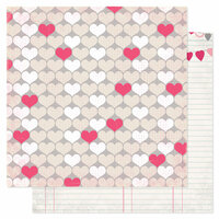 Pink Paislee - Secret Crush Collection - 12 x 12 Double Sided paper - Heartbeat