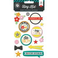 Pink Paislee - Hey Kid Collection - Layered Chipboard Stickers