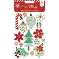 Pink Paislee - Snow Village Collection - Christmas - Layered Chipboard Stickers