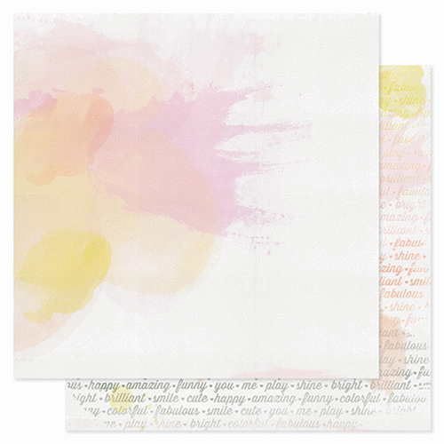 Pink Paislee - Color Wash Collection - 12 x 12 Double Sided Paper - Shine