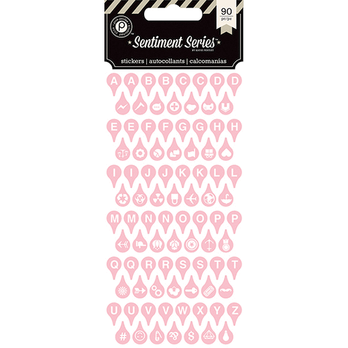 Pink Paislee - Katie Pertiet - Sentiment Series Collection - Typecast Alphabet Stickers - Pink