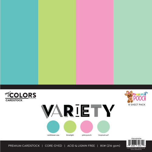 My Colors Cardstock - By PhotoPlay - Pampered Pooch Collection - 12 x 12 Double Sided Cardstock - Variety Pack