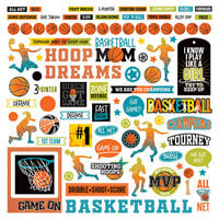 PhotoPlay - MVP Basketball Collection - 12 x 12 Cardstock Stickers - Elements - Girls